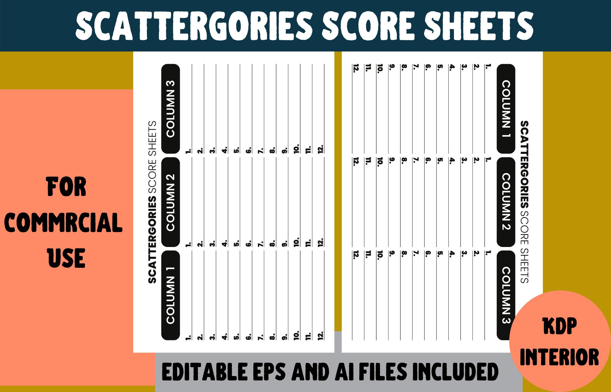Scattergories Score Sheets