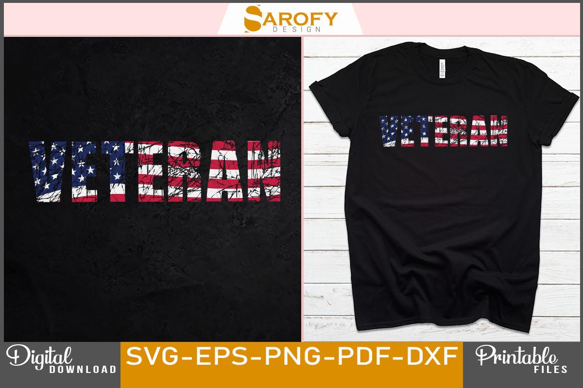 Veteran USA Flag Grunge T-shirt Design
