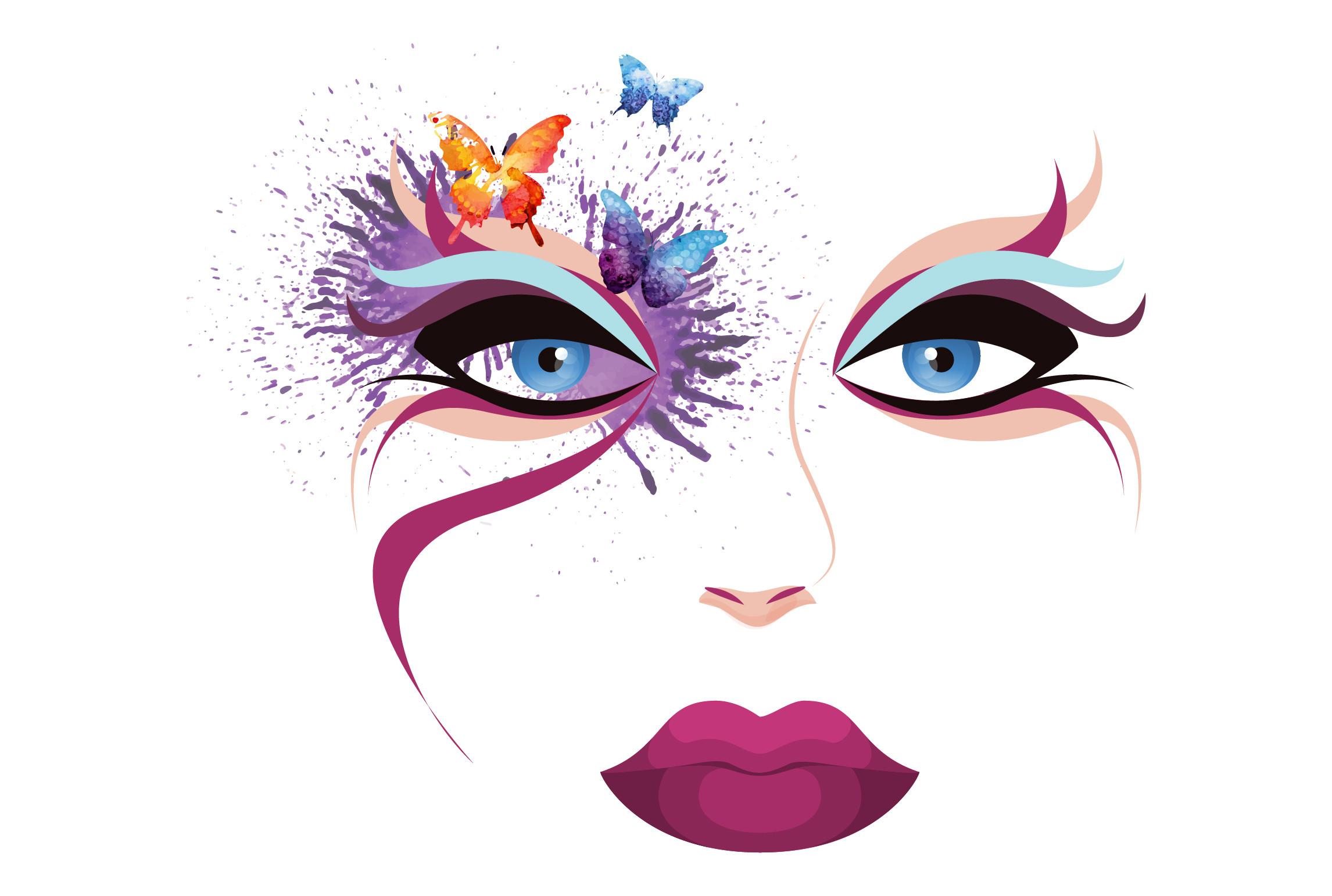 Makeup Face Watercolors Splashing Design