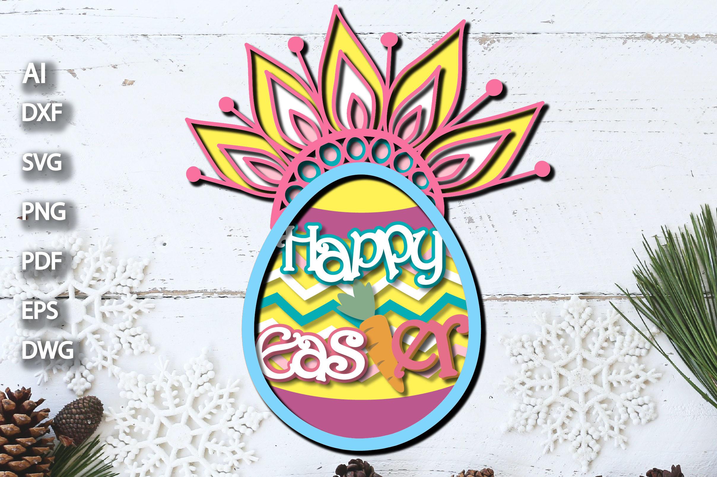 3D Happy Easter Mandala Egg Laser Cut