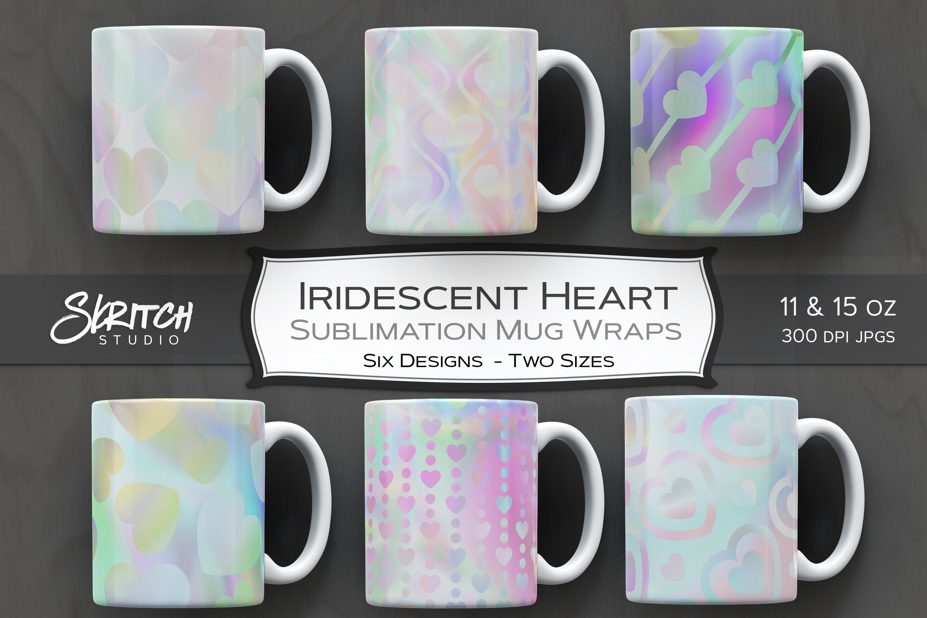 Iridescent Heart Sublimation Mug Wraps