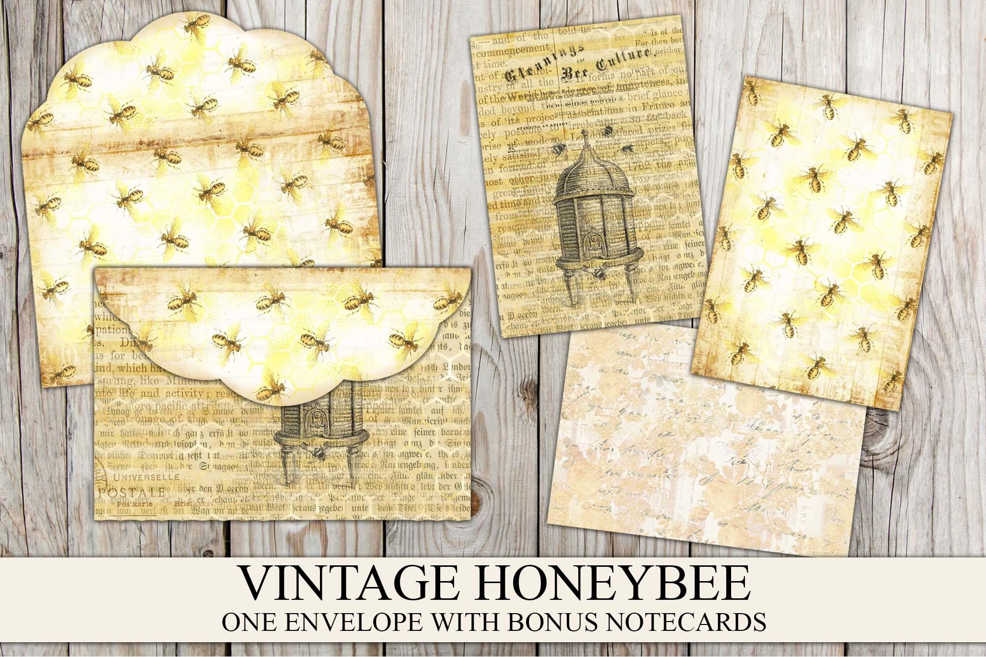 Vintage Honeybee Envelope and Note Cards