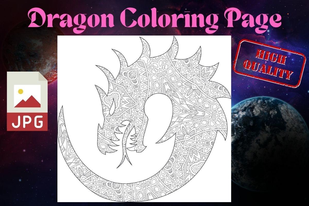 Dragon Coloring Page, Book for Adults
