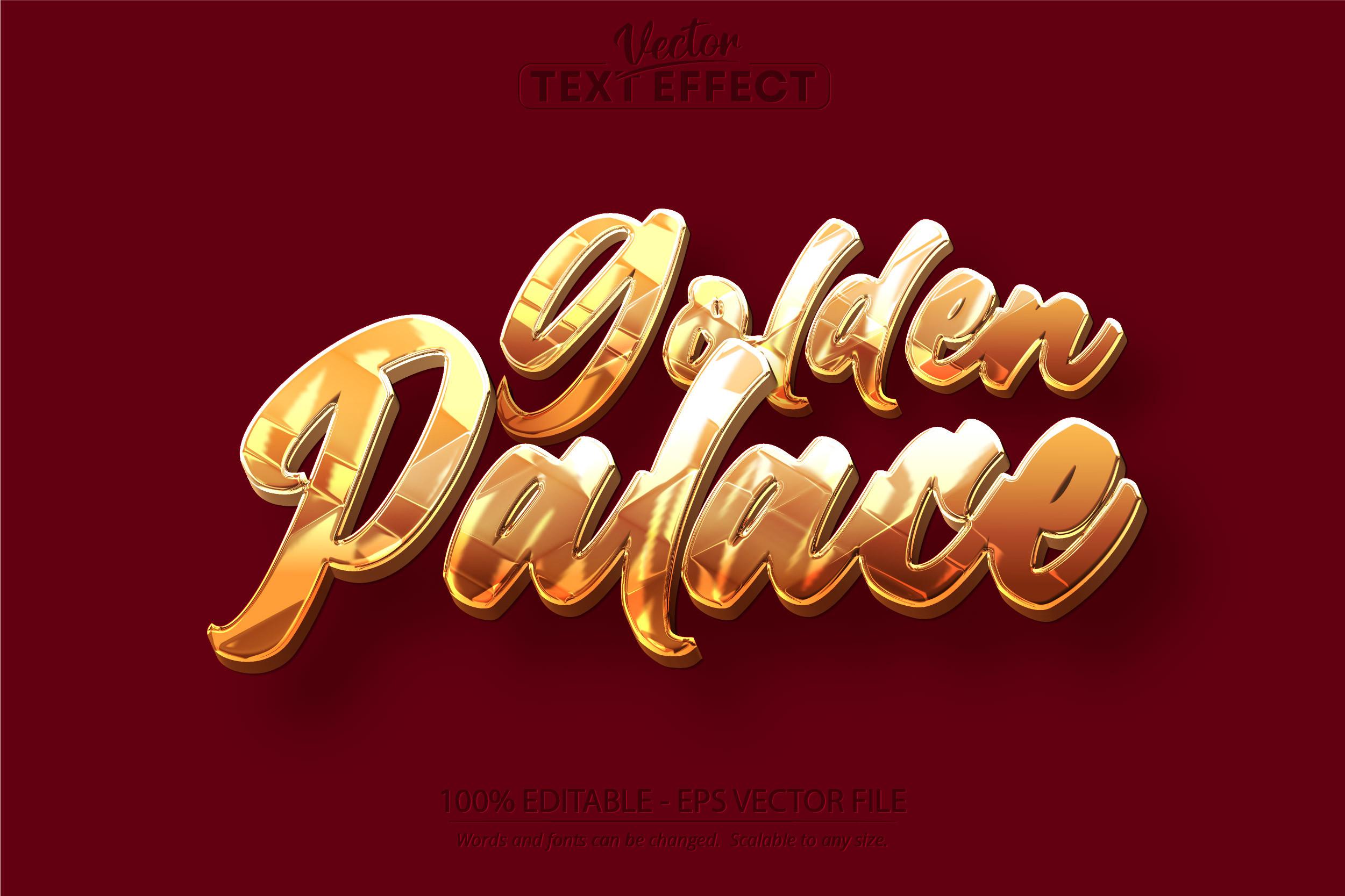 Text Effect, Editable Shiny Gold Style