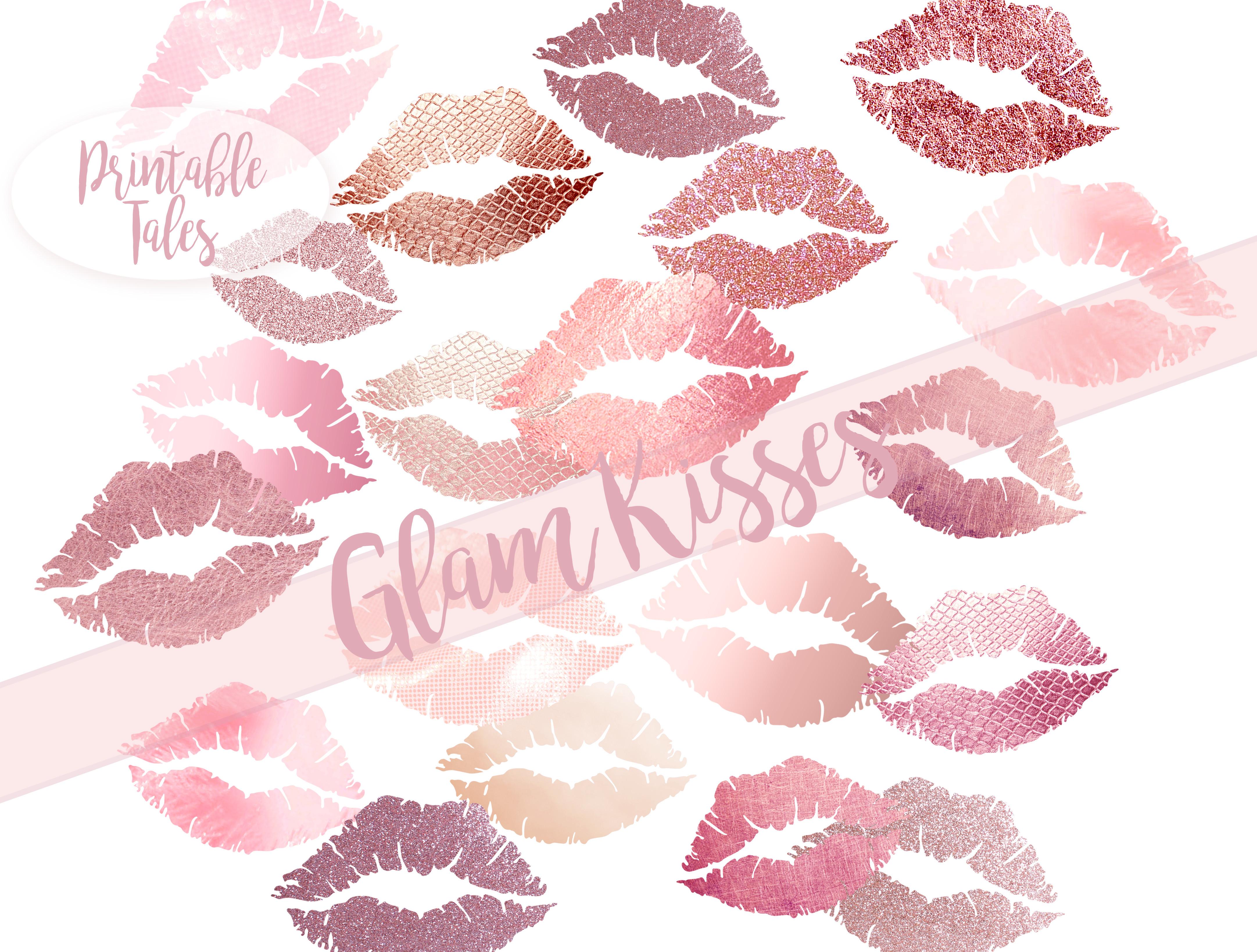 Blush Pink Rose Gold Glam Lips Clip Art