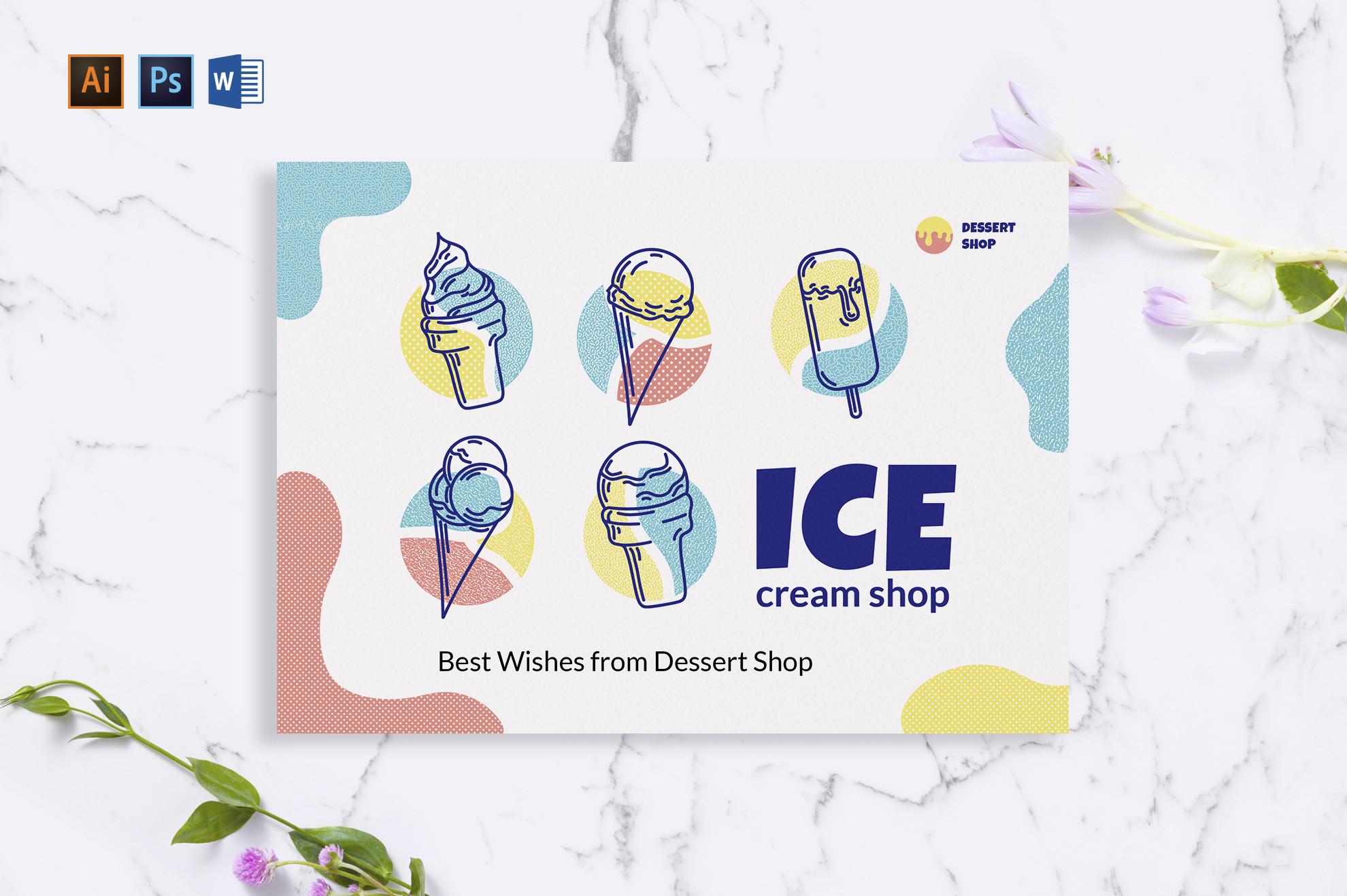 Ice Cream Shop Greeting Card Template