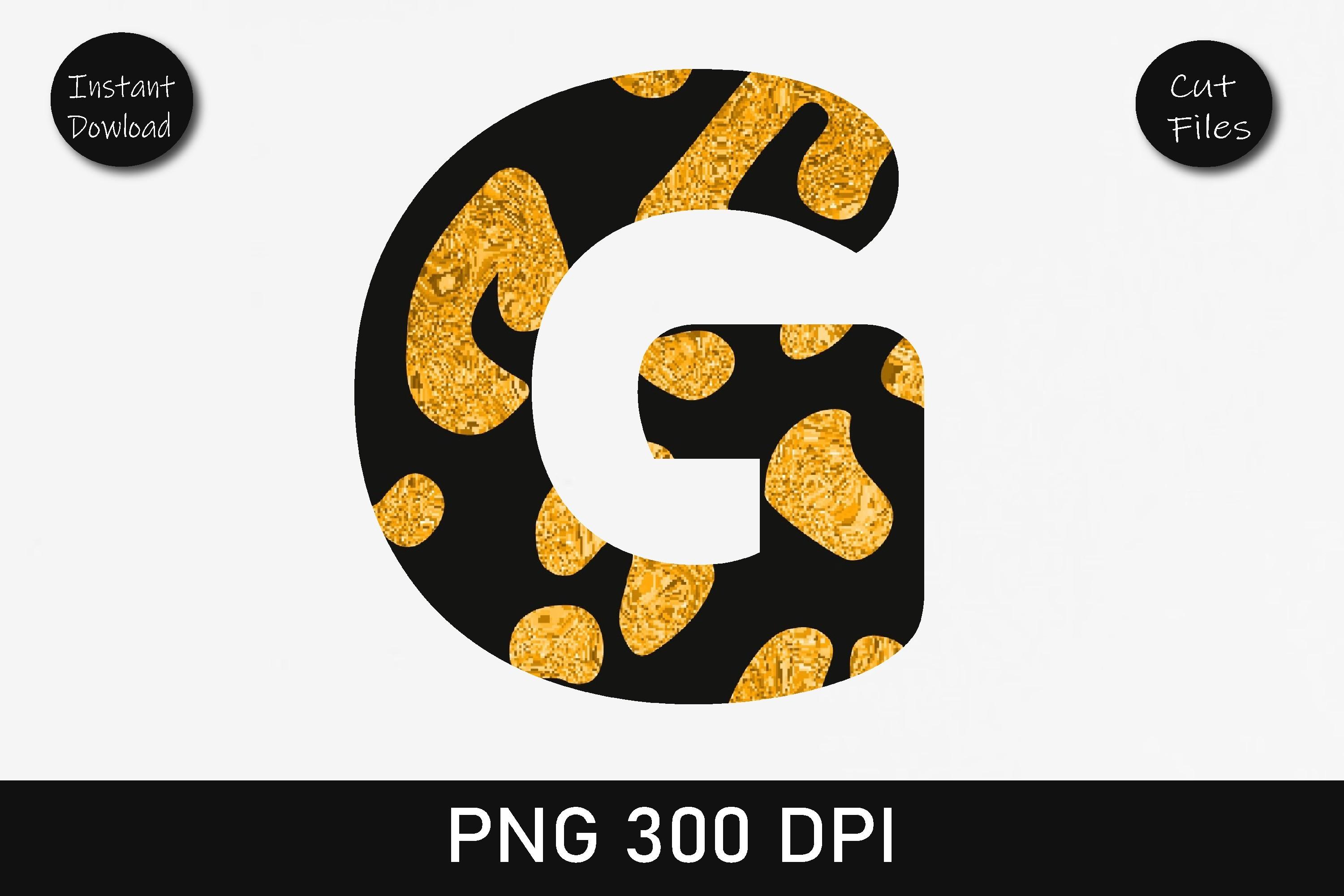 Orange Glitter Leopard Alphabet G
