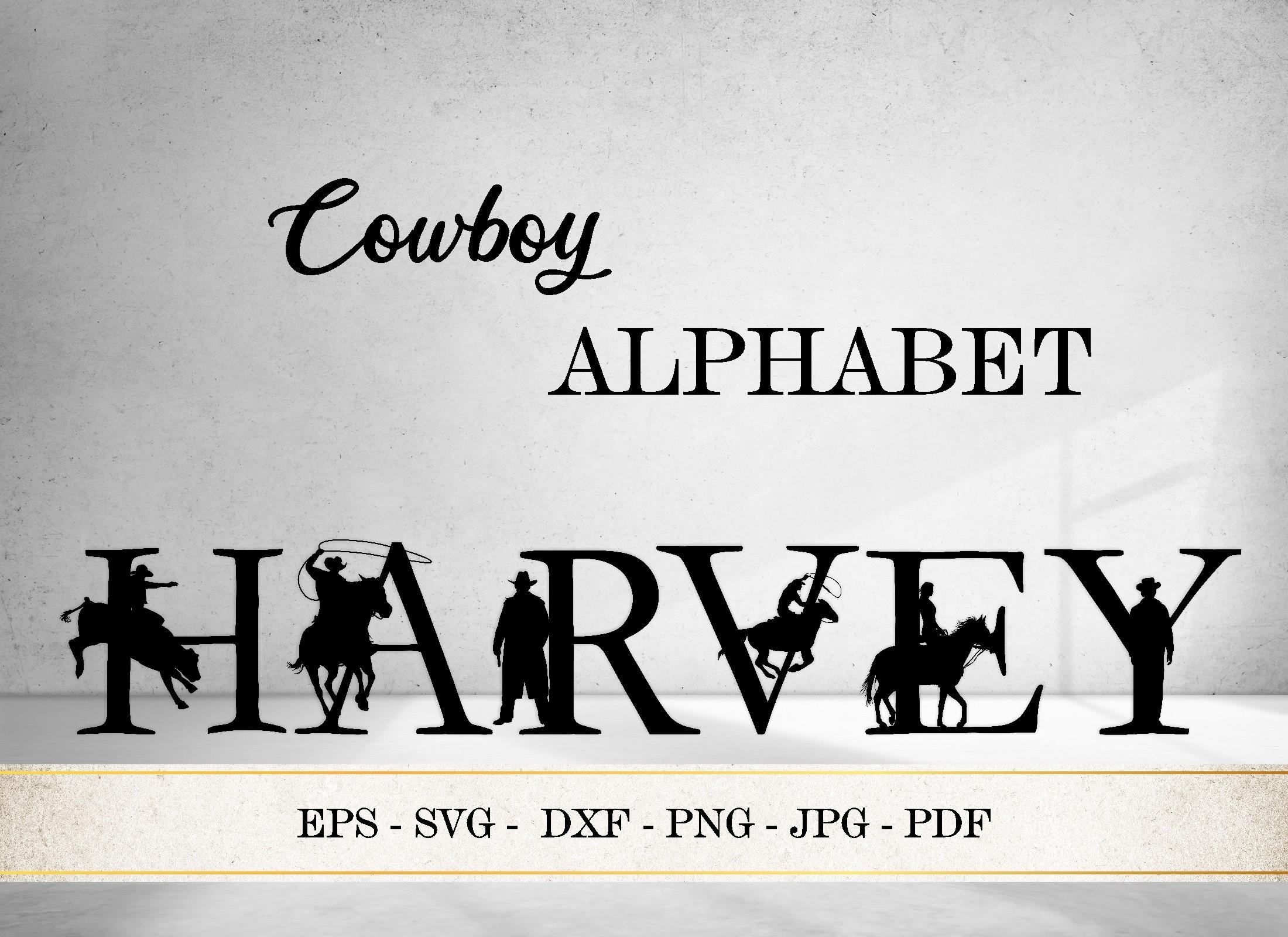 Cowboy Silhouette Alphabet SVG