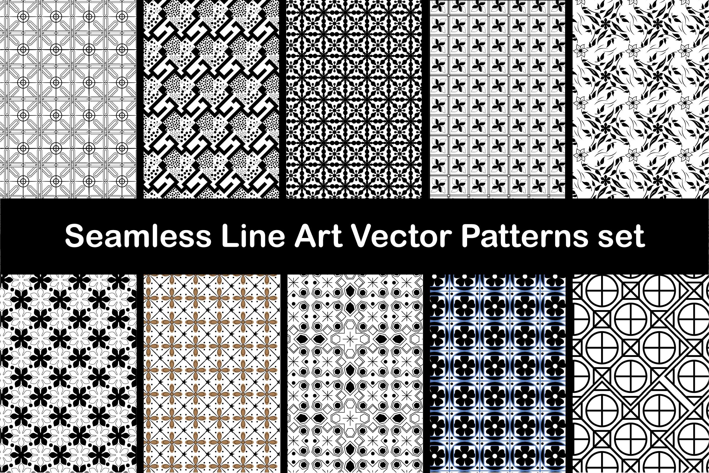 Seamless Line Art Vector Patterns Set