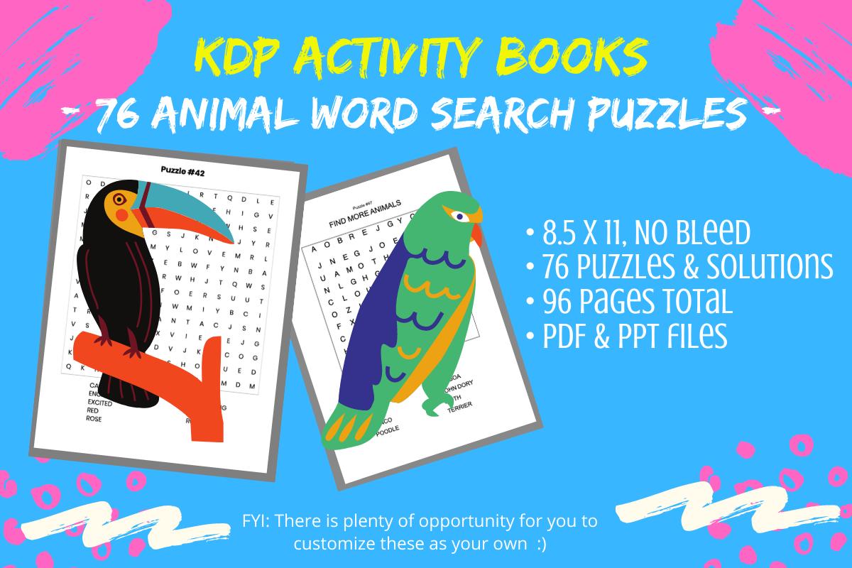 76 Animal Word Search Puzzle Games 4 KDP