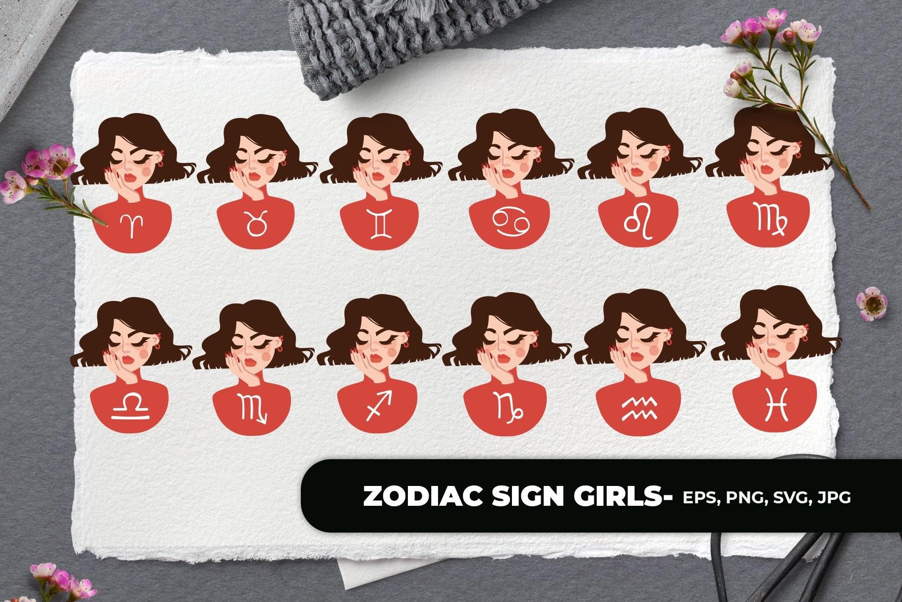 Zodiac Sign Bundle Girls - Vector
