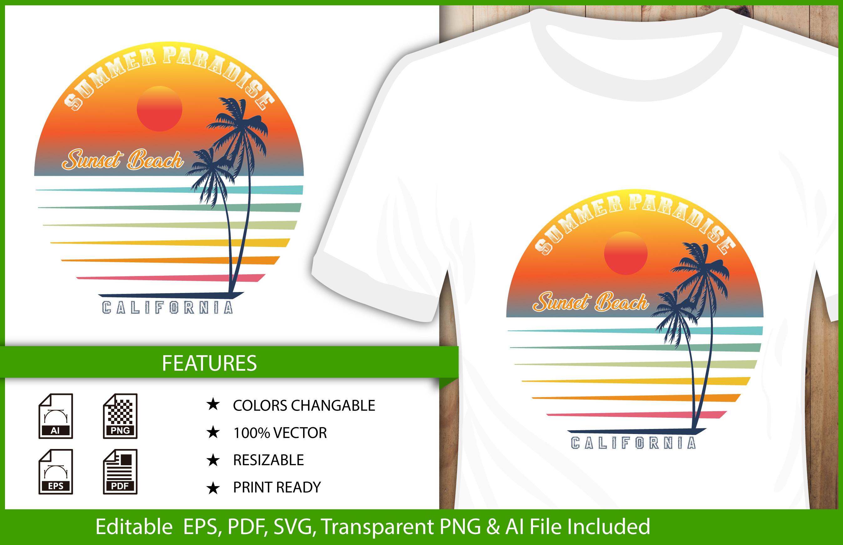 Summer Paradise Sunset Beach T-shirt