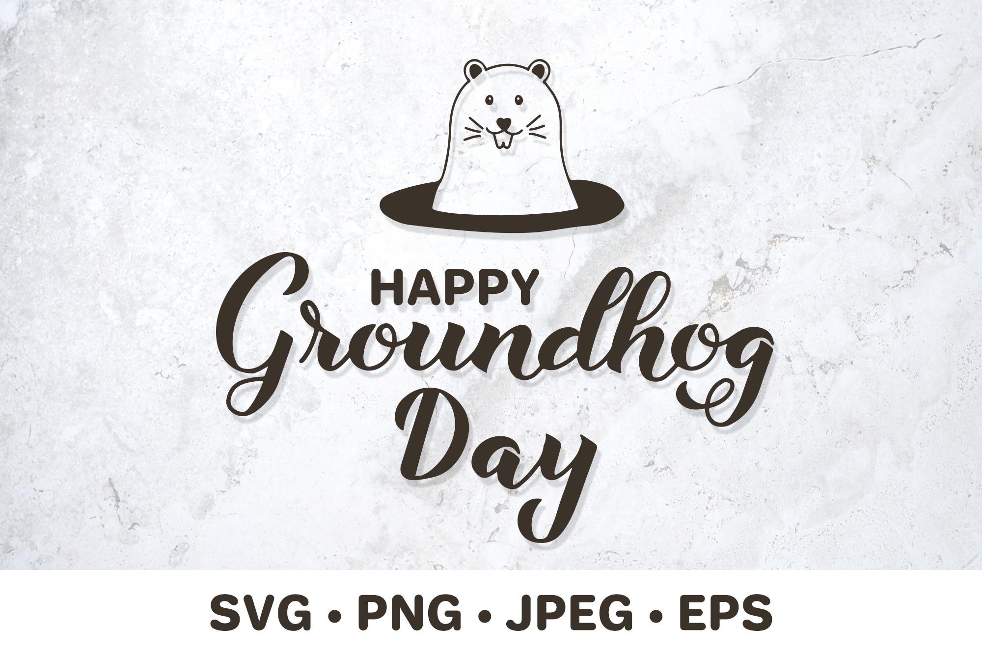 Happy Groundhog Day Lettering.