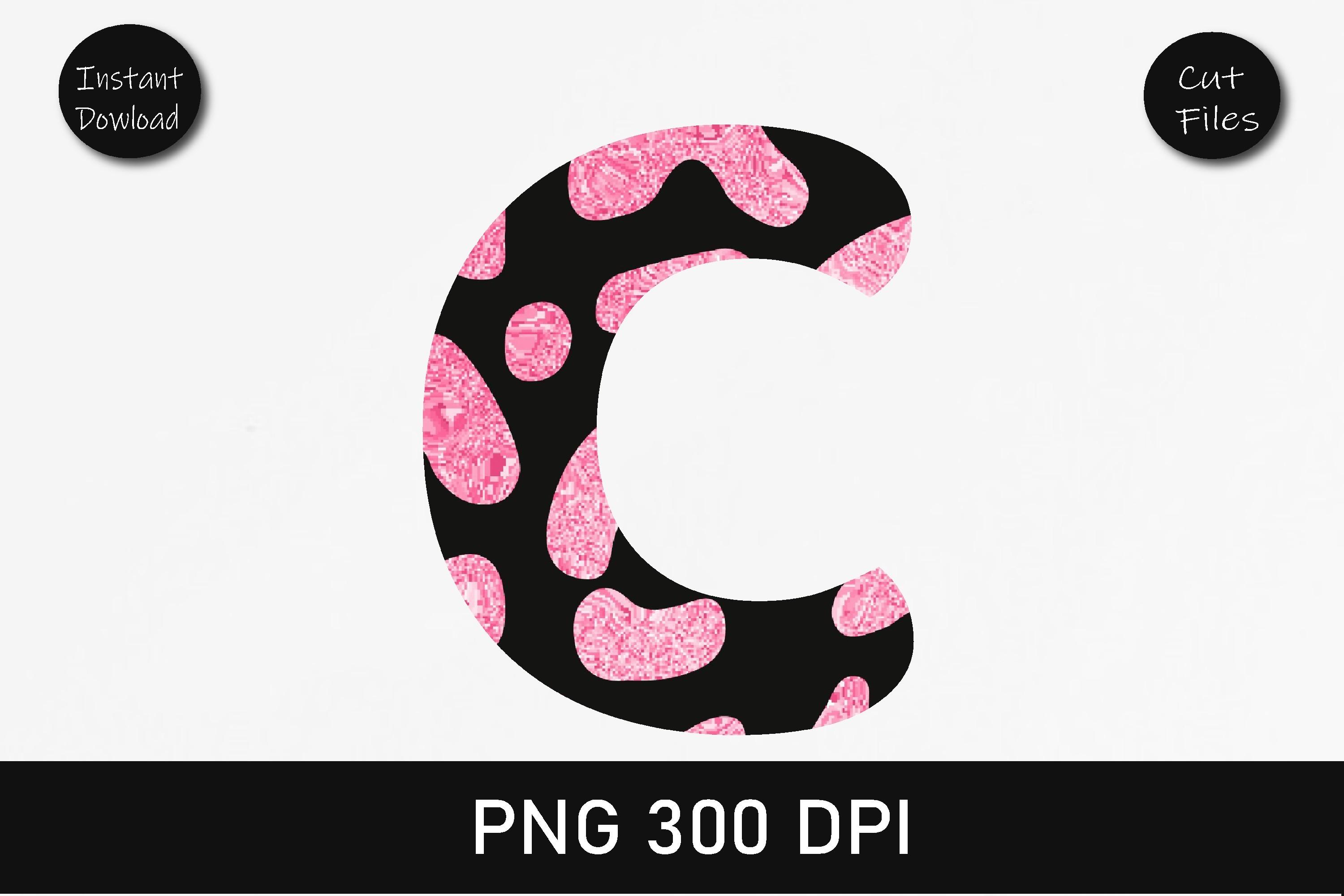 Pink Glitter Leopard Alphabet C