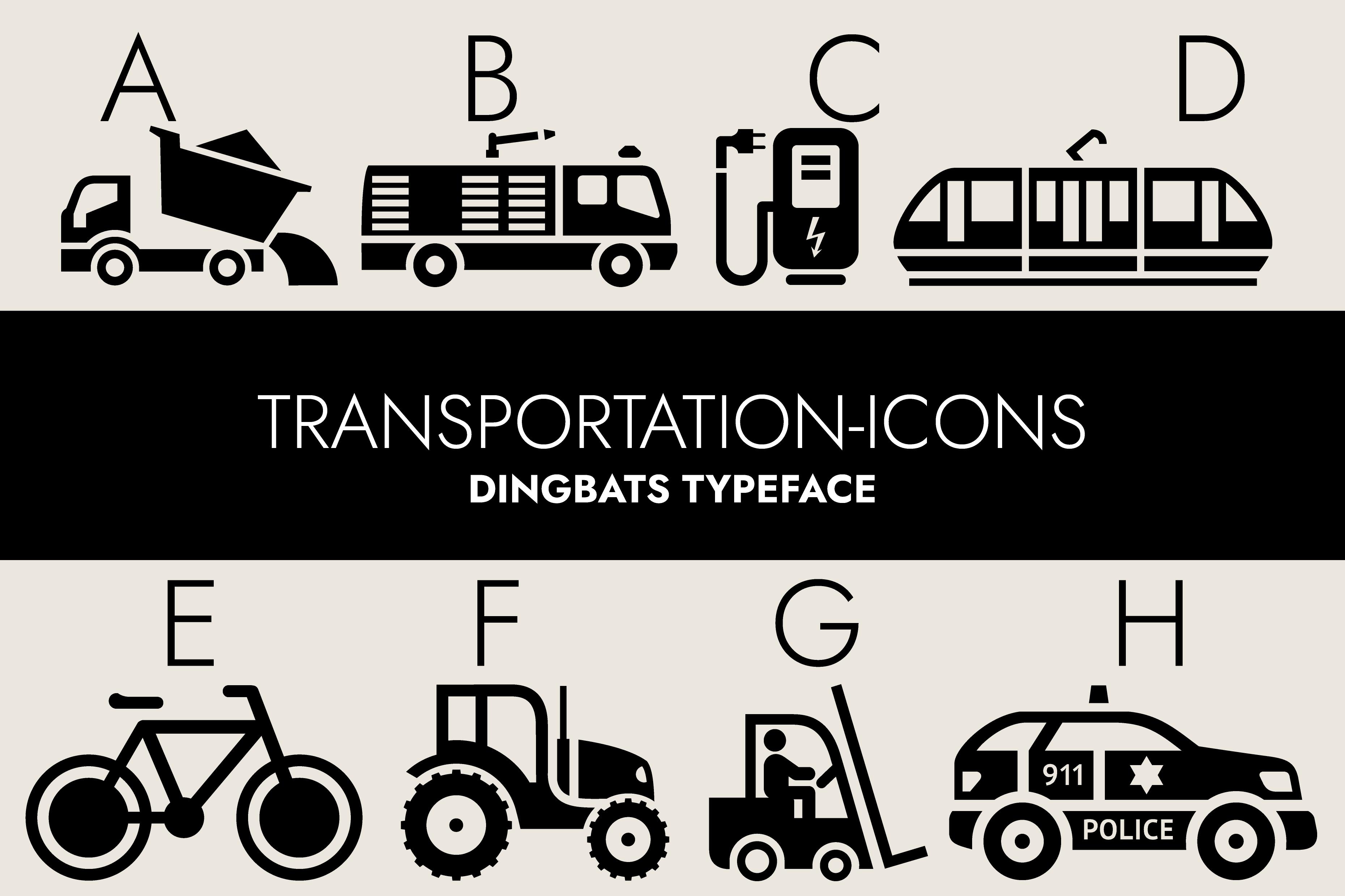 Transportation Icons Dingbats Font