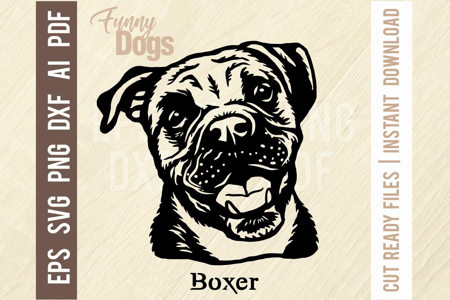 Boxer - Funny Dog - Cut SVG Stencil