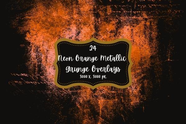 24 Neon Orange Metallic Grunge PNG