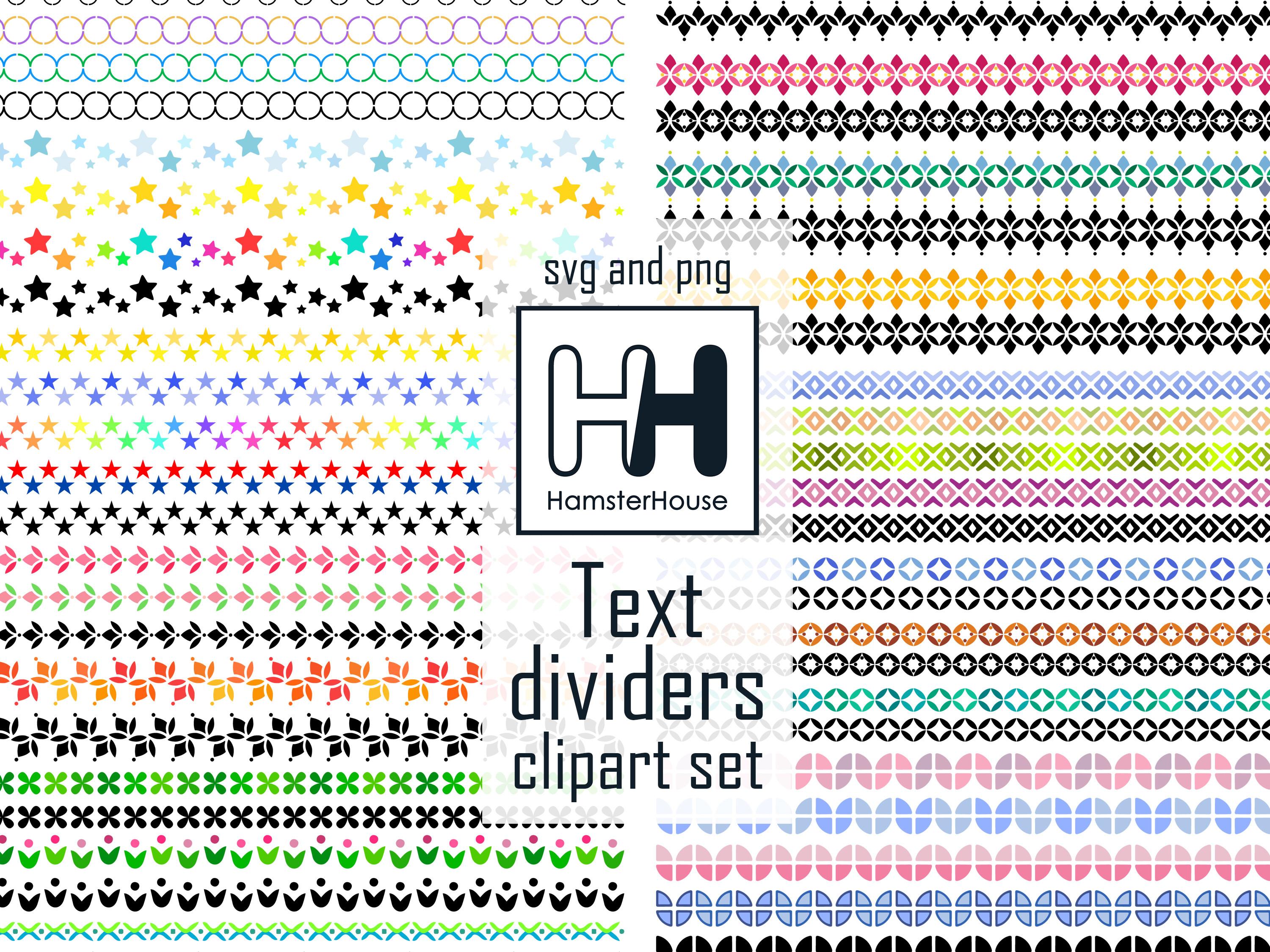 Text Dividers Clipart Set, Svg and Png