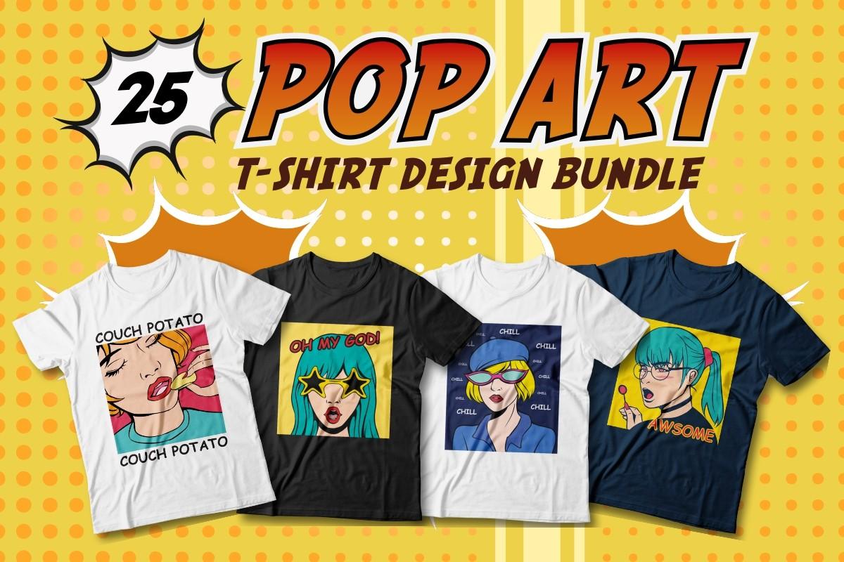 Pop Art T-shirt Designs Bundle Vector