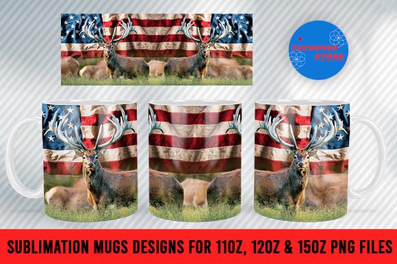 Deer in Garden with USA Flag Mug