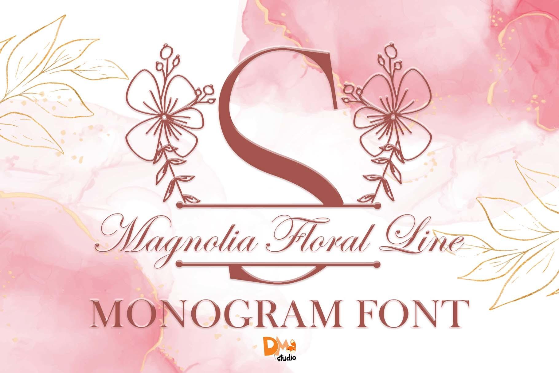 Magnolia Floral Line Monogram Font