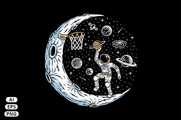 Astronaut Playing Basketball on the Moon