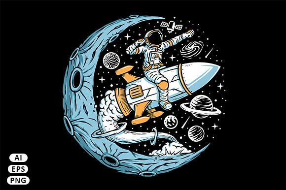 Astronaut Riding a Rocket on the Moon