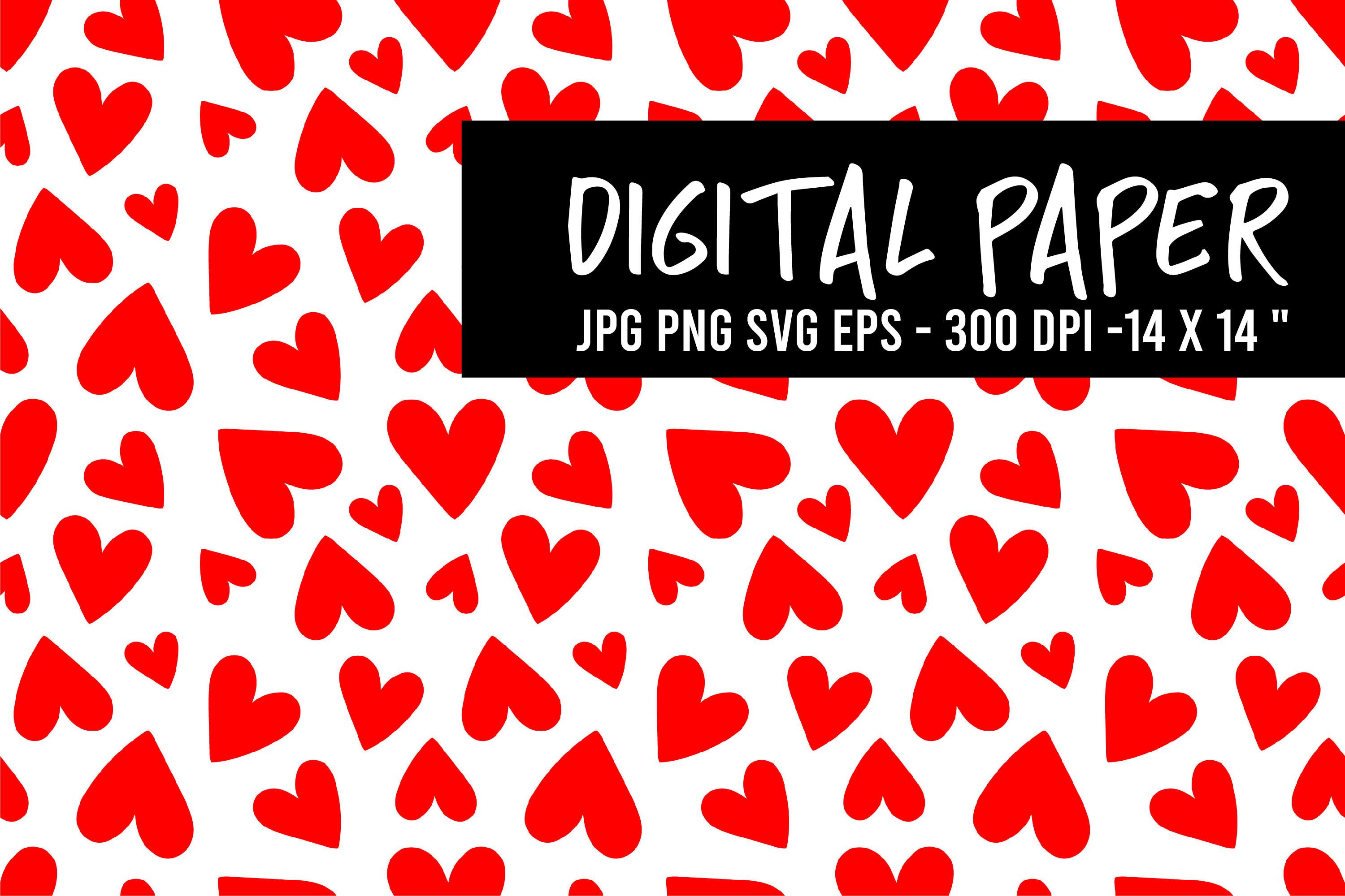 Digital Paper with Red Hearts