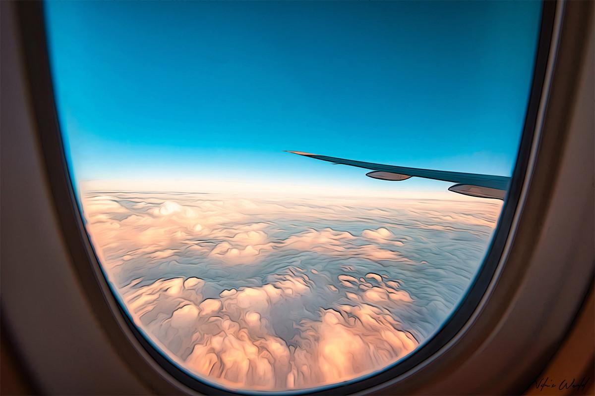 Watercolor Airplane Stunning Window View