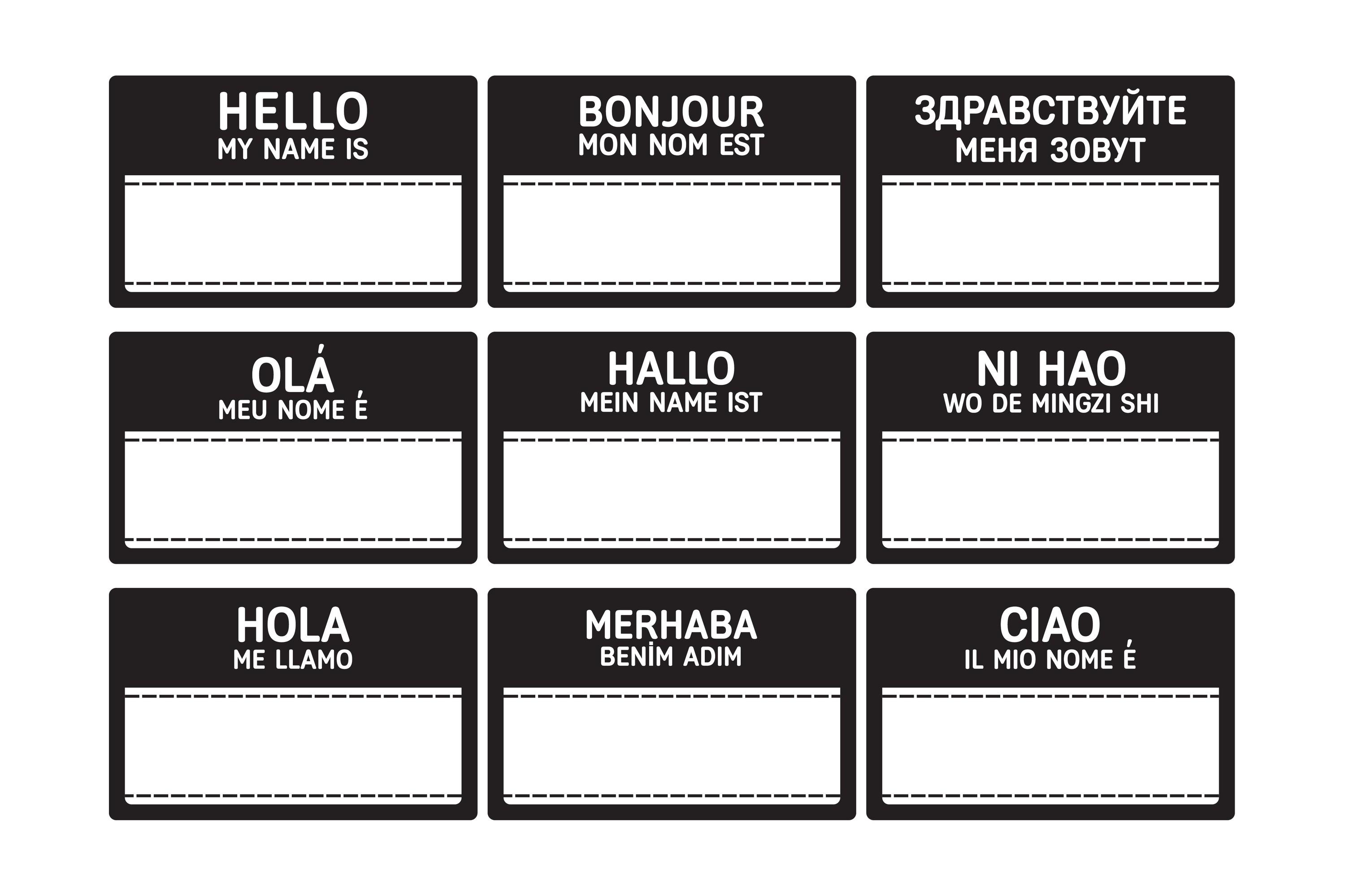 Different Languages Name Tag with Copy S