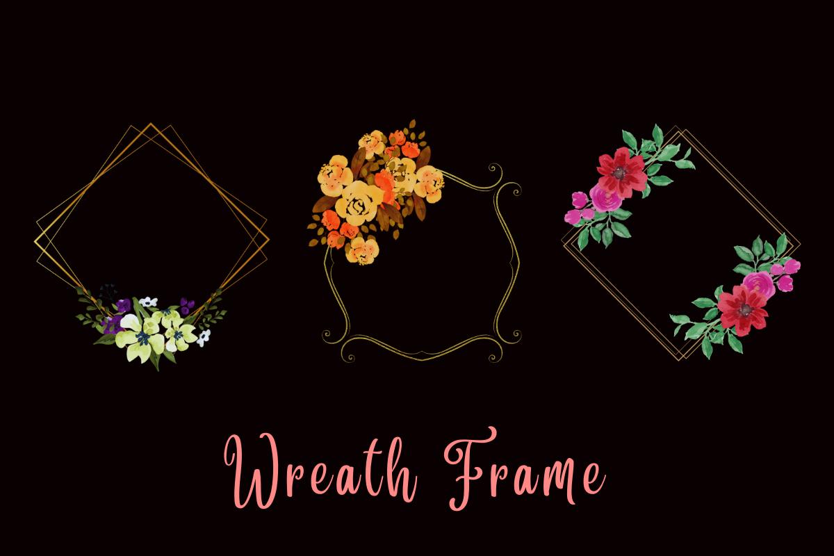 Watercolor Wreath Clipart Flower Frame