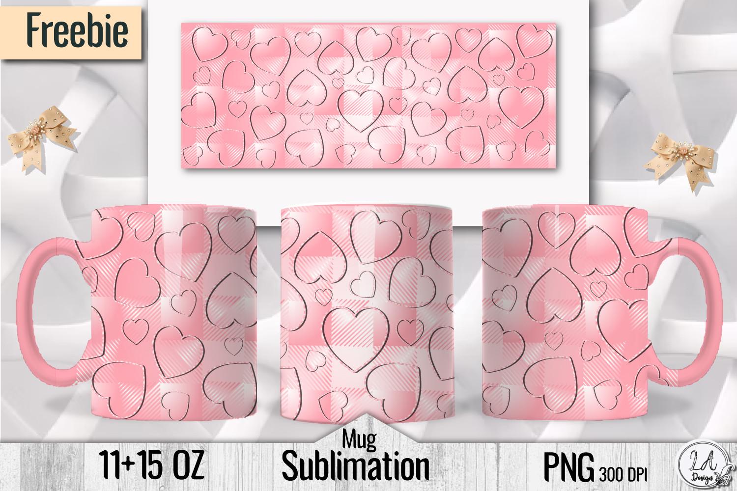 Pink Valentines Heart Mug Sublimation