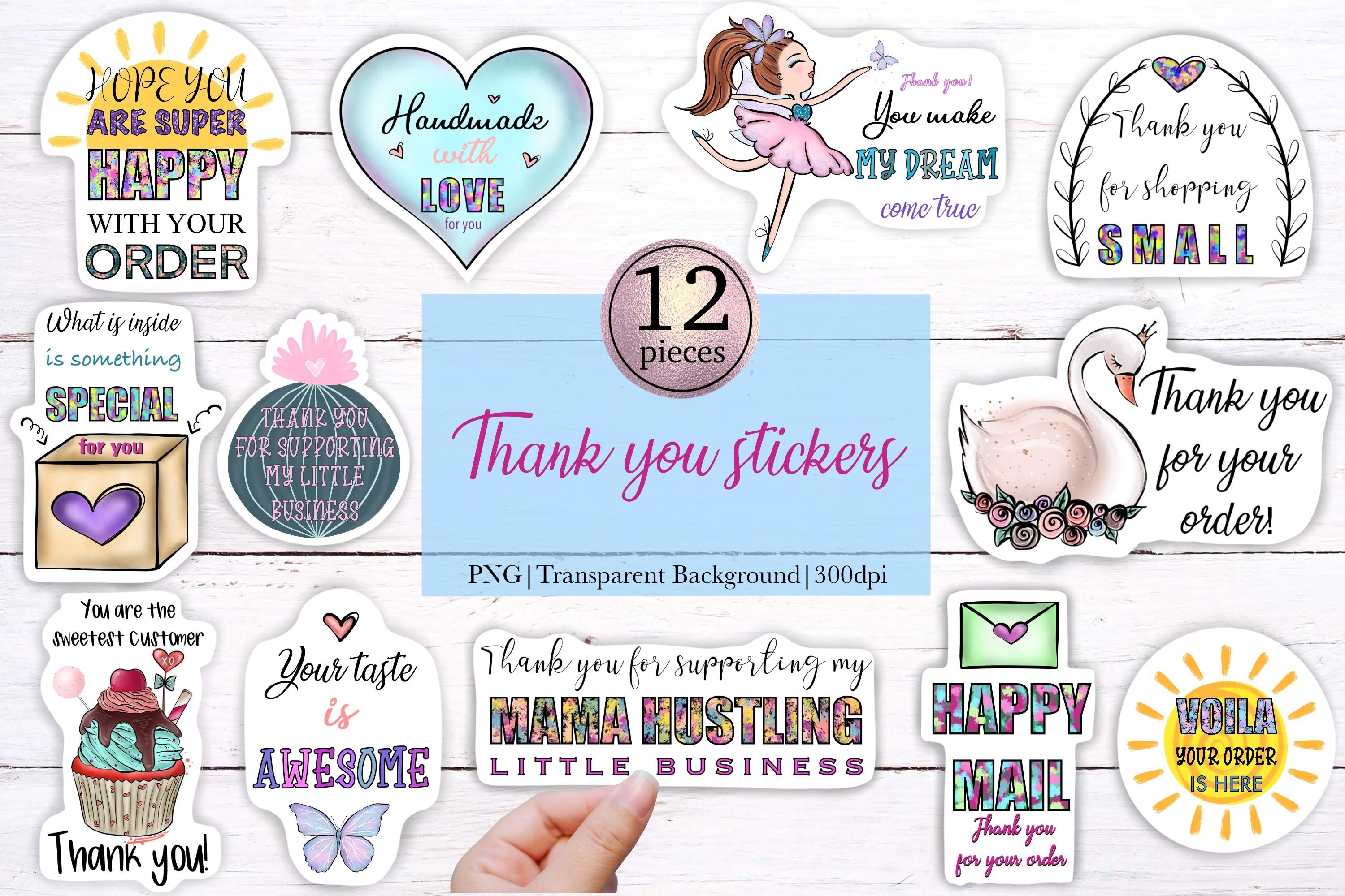 Thank You Card Bundle Set of 12 Stickers