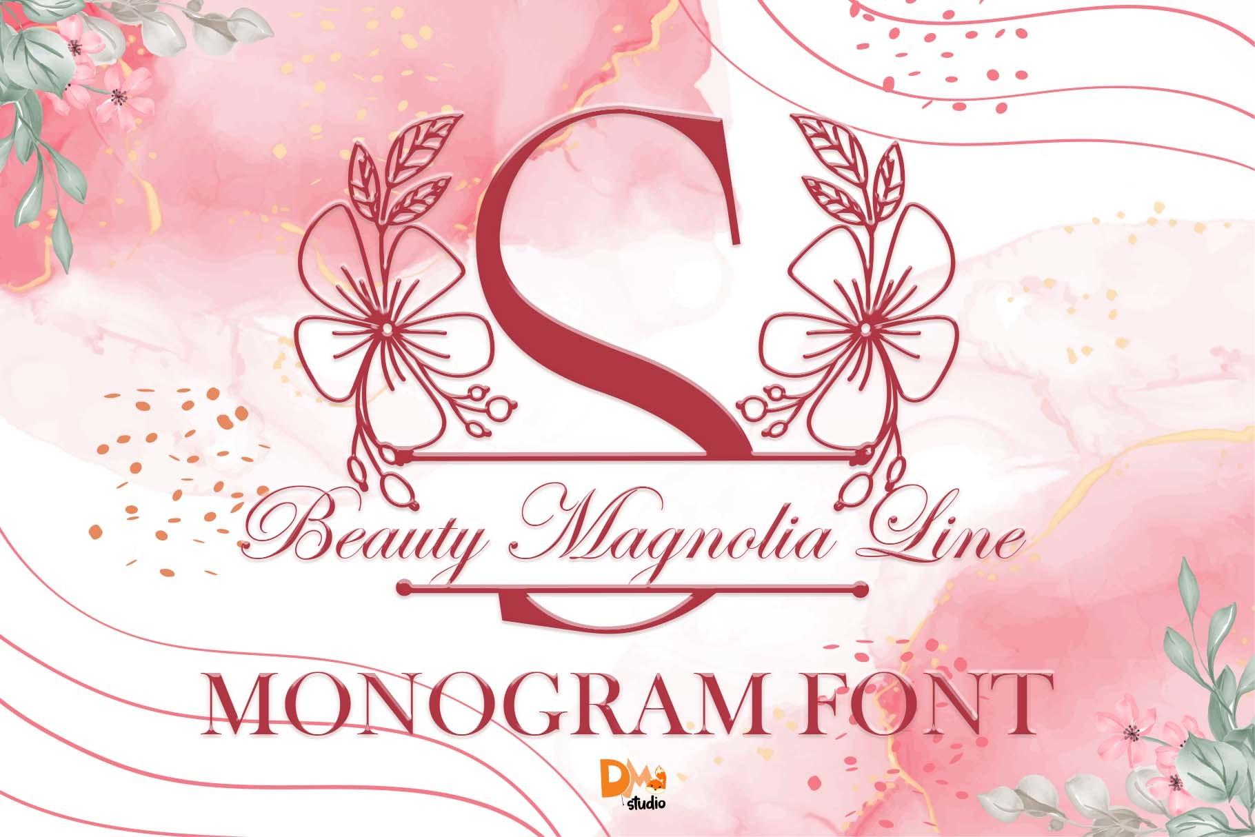 Beauty Magnolia Line Monogram Font