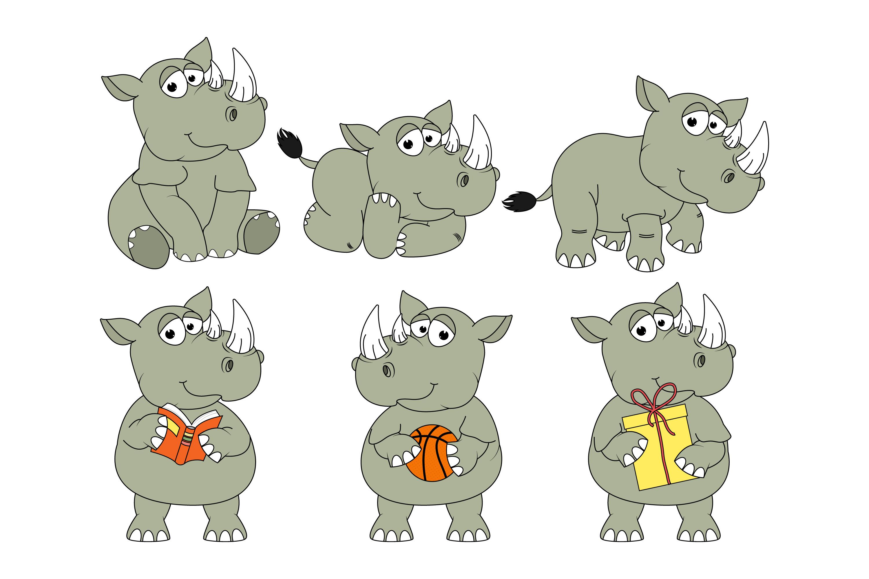 Cute Rhino Animal Cartoon Vector Graphic