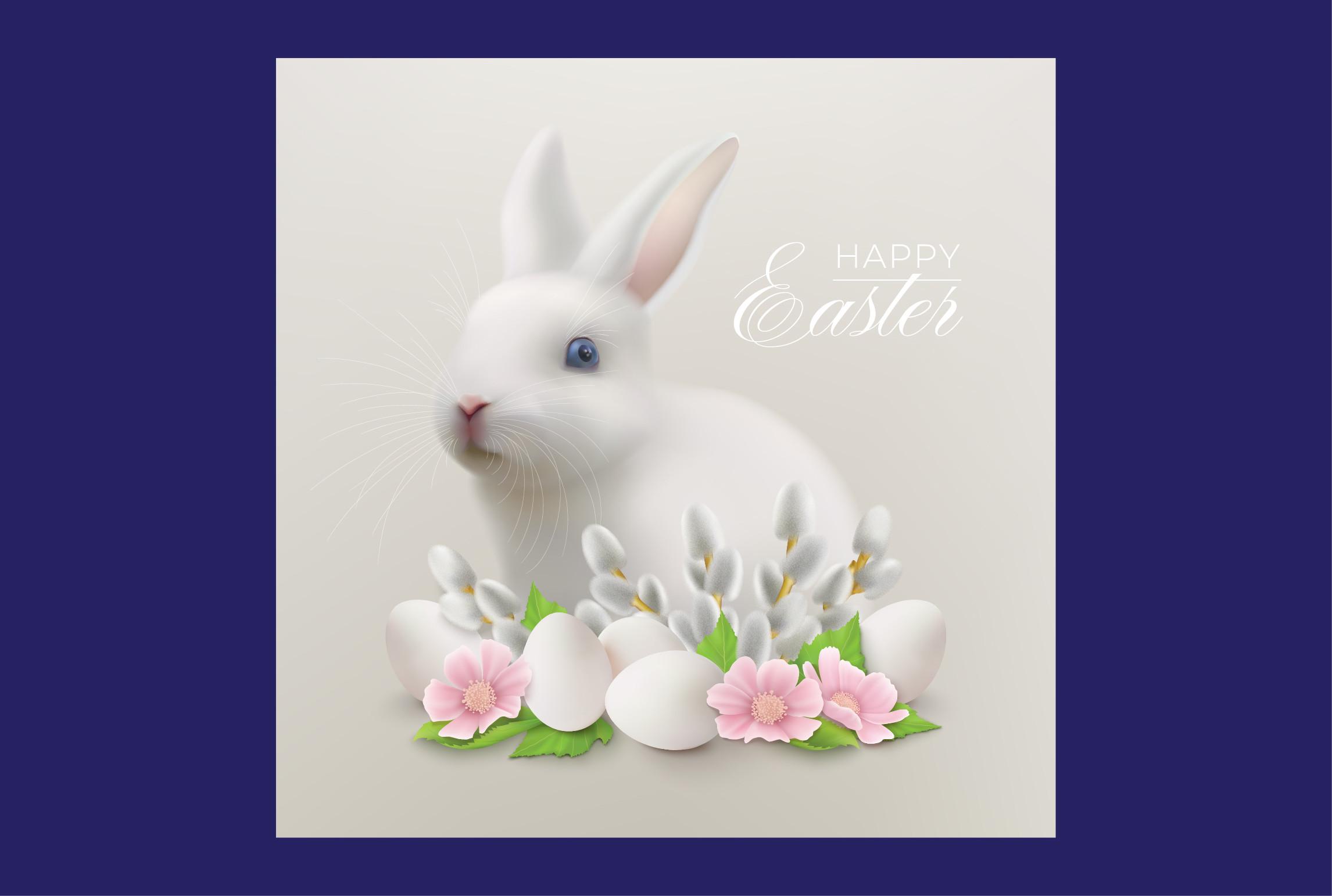 Easter Realistic Bunny Greeting Card Des