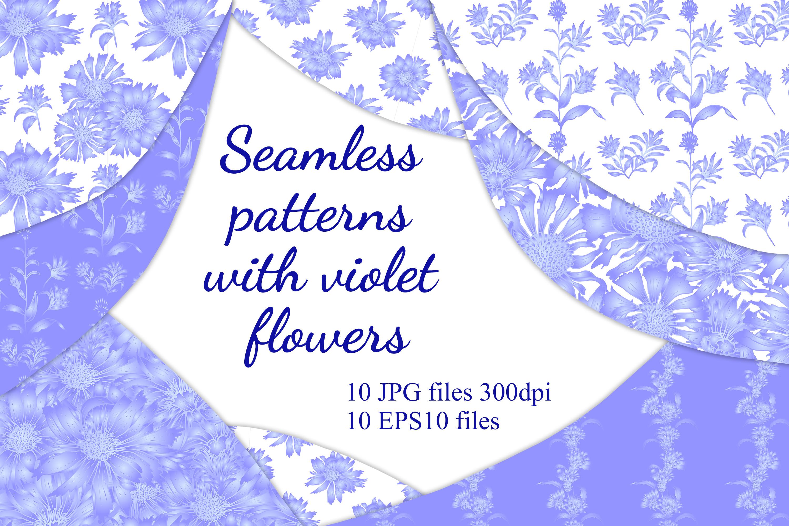 Seamless Patterns with Violet Flowers
