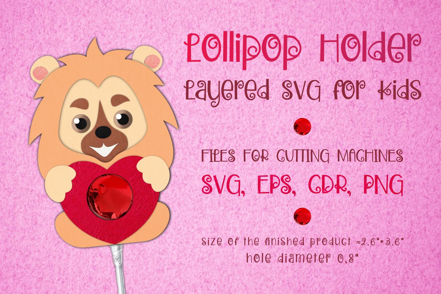 Lion Valentine Lollipop Holder SVG