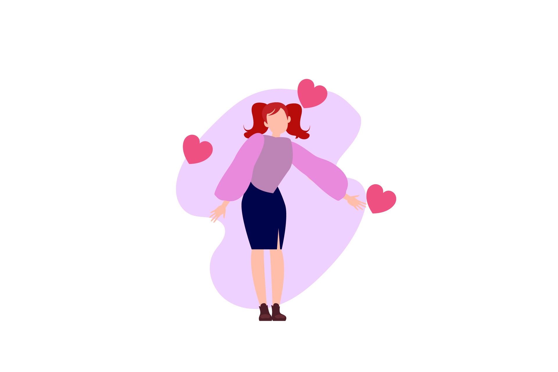 Character Happy Valentine Cartoon Female