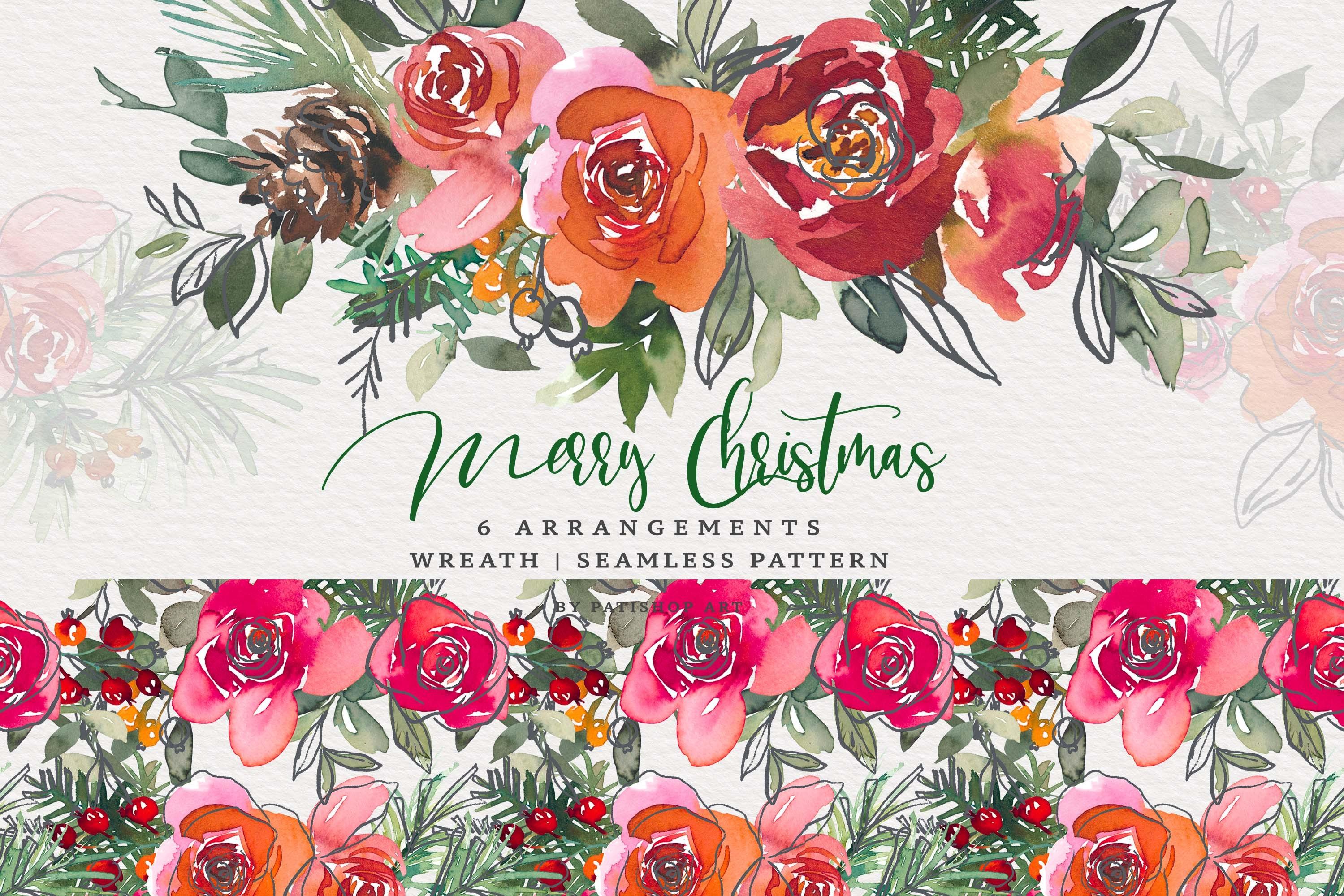 Watercolor Christmas Clipart Collection