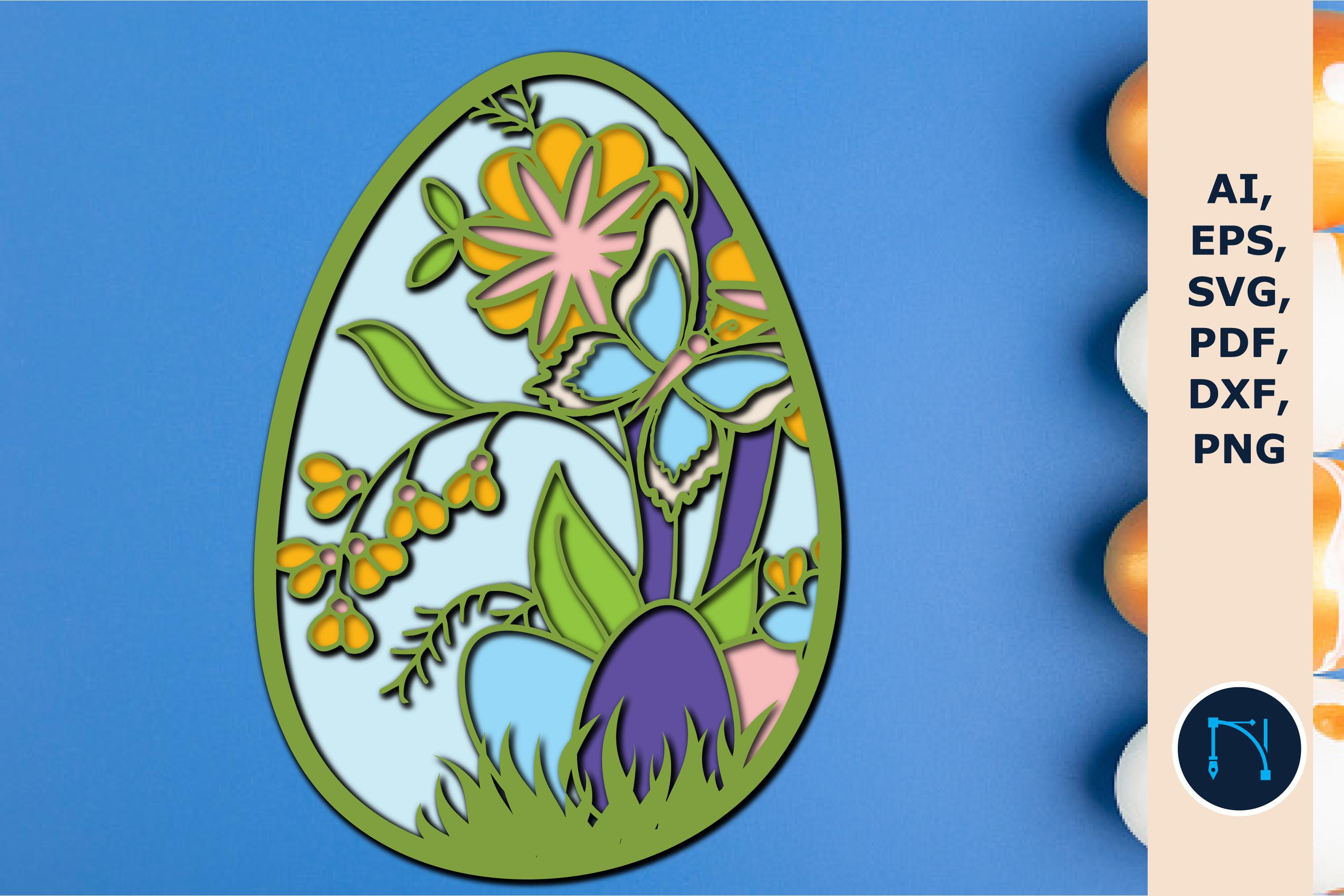 Easter Egg SVG,3D Layer Egg, Flower Egg