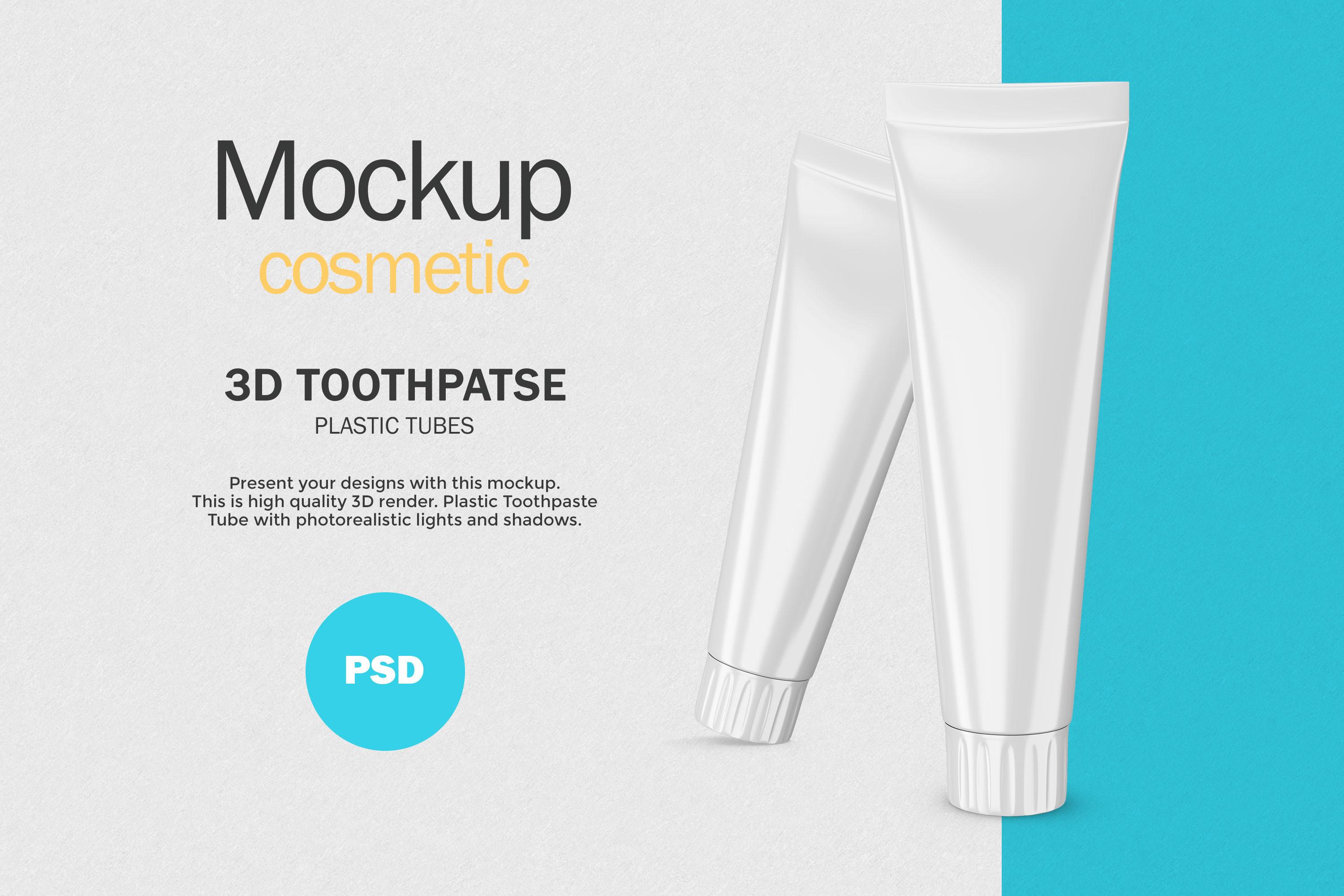 3D Plastic Toothpaste Tubes - PSD Mockup
