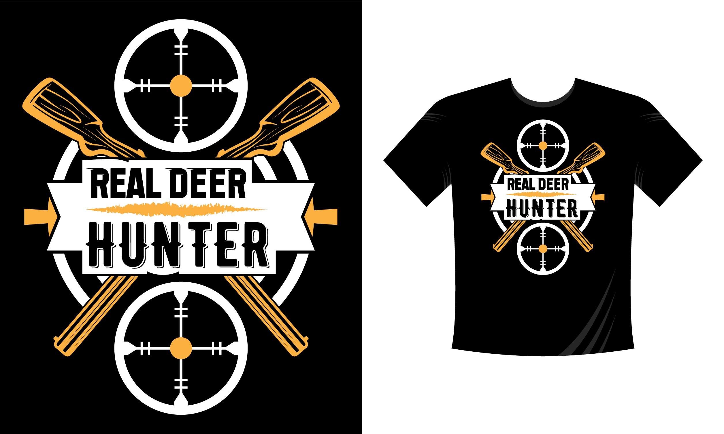 Real Deer Hunter. Hunting T-Shirt Design