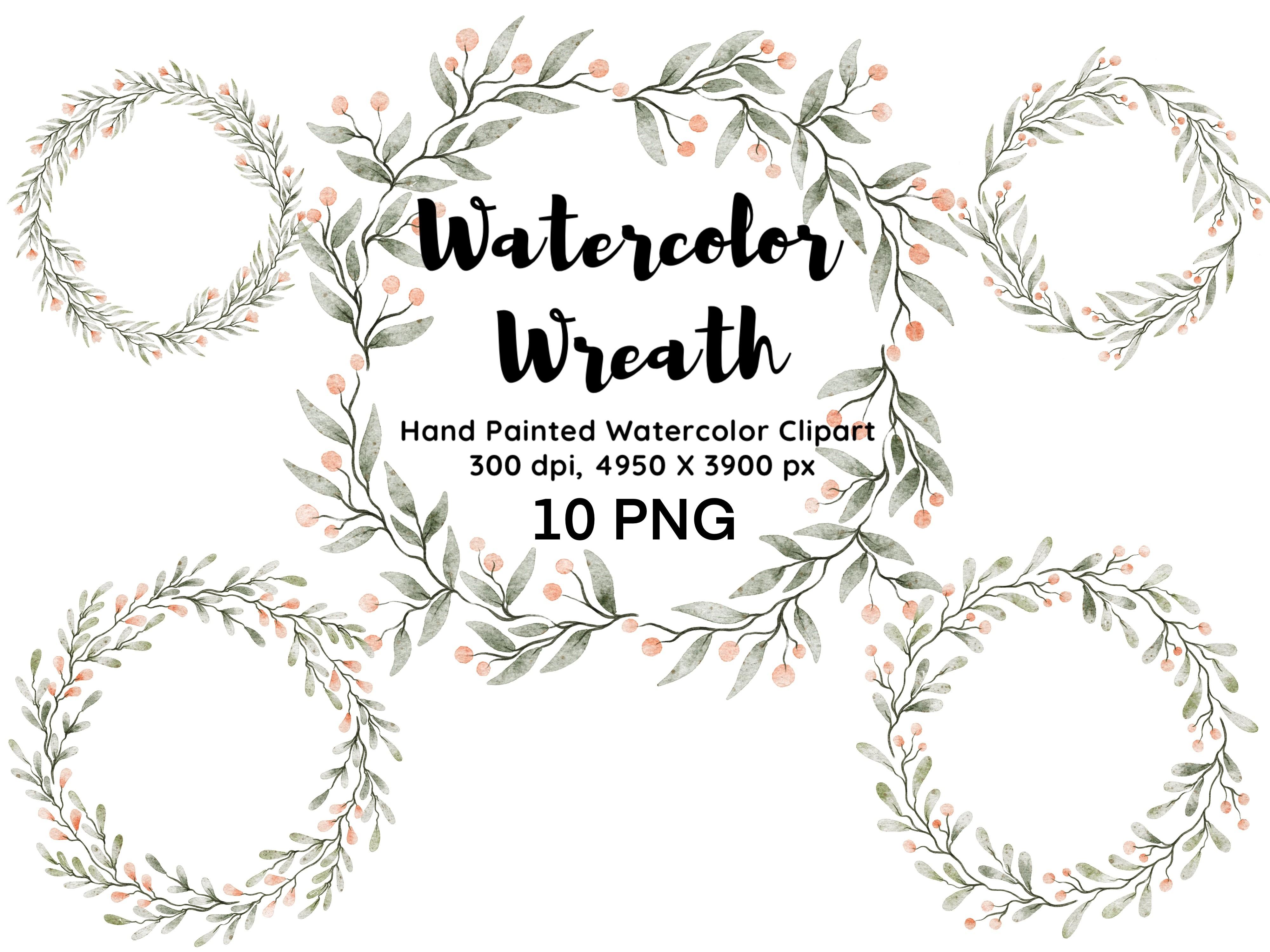 Watercolor Wreaths Clipart PNG