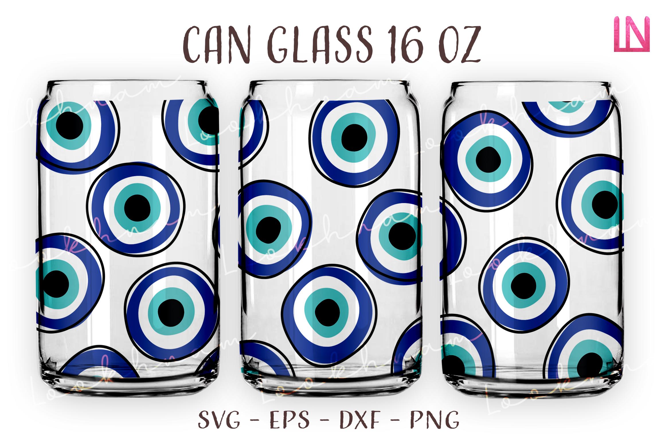 Boho Evil Eye 16 Oz Can Glass Wrap SVG