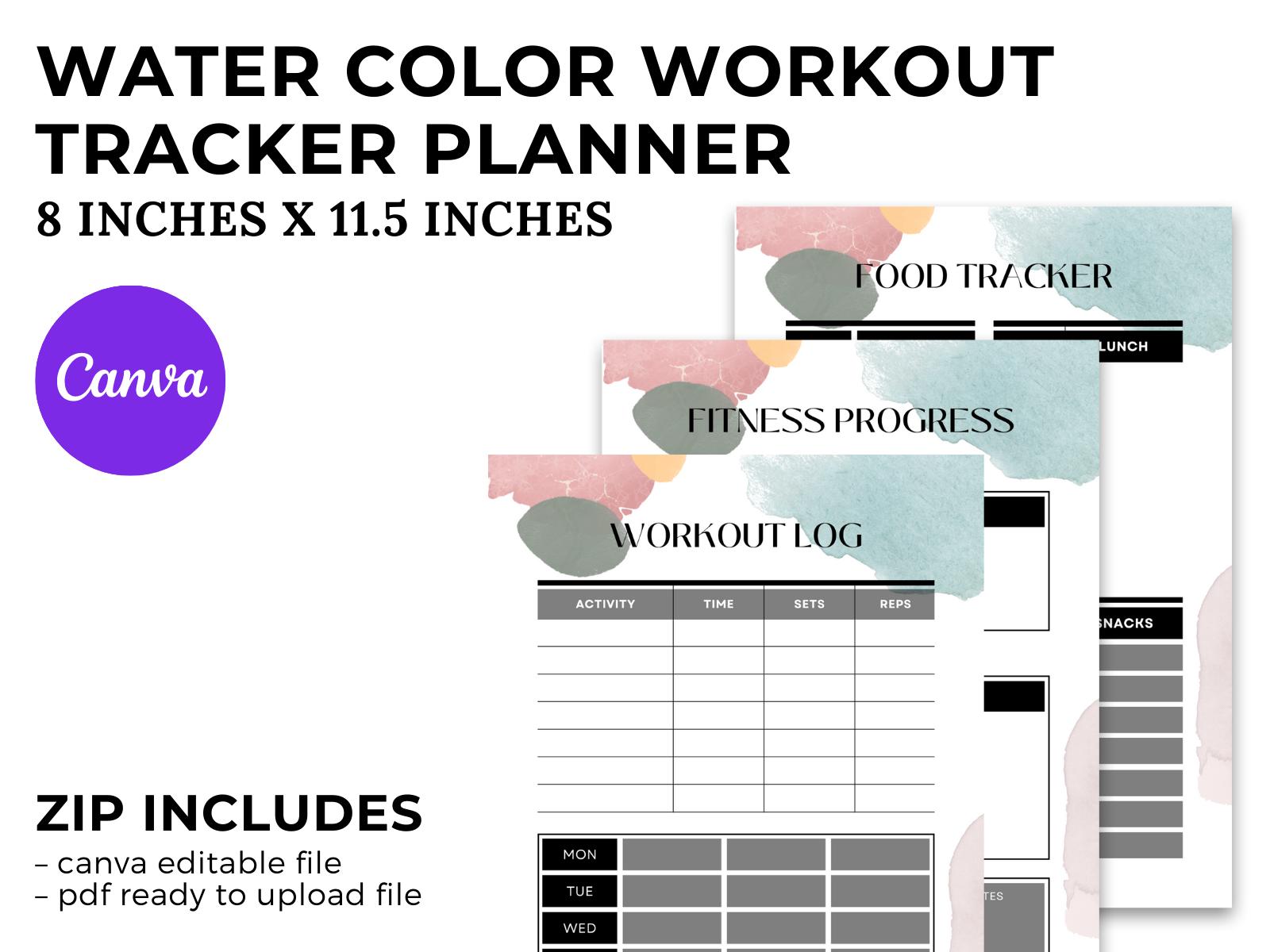 Water Color Workout Tracker Planner
