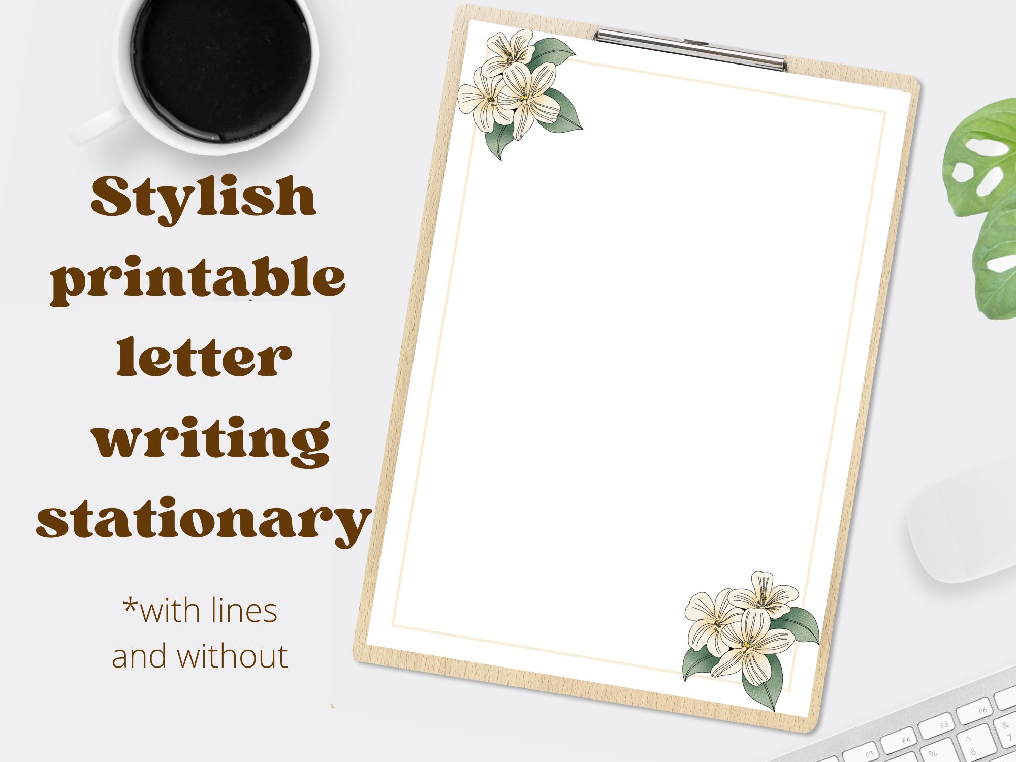 Printable Blank & Linen Lily Stationery
