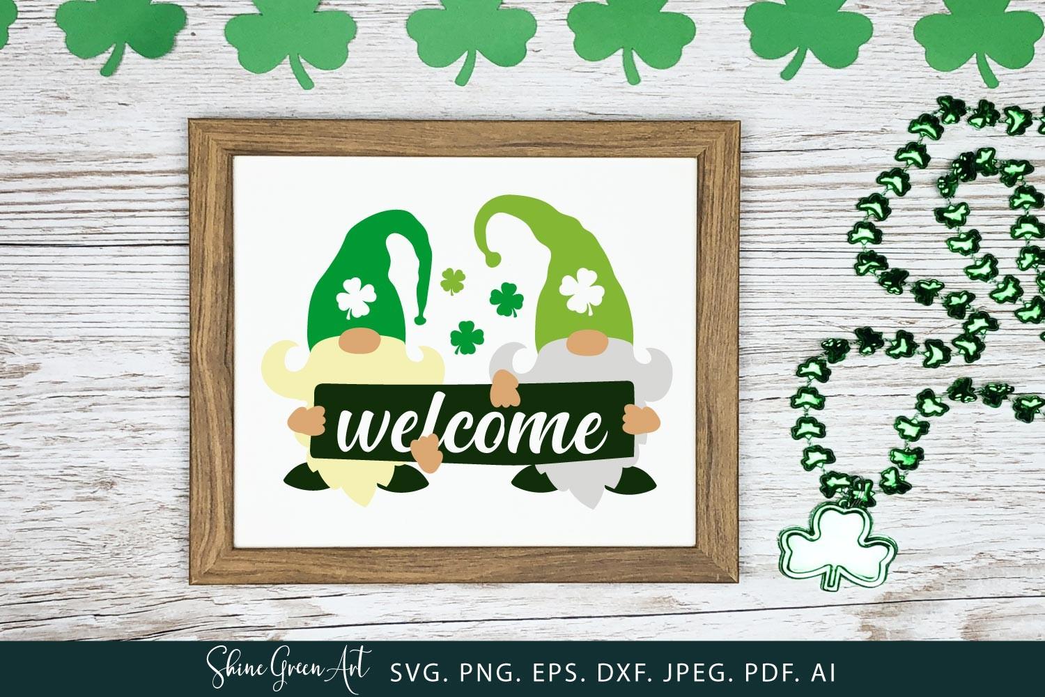 St Patricks Day Gnome Welcome Sign SVG