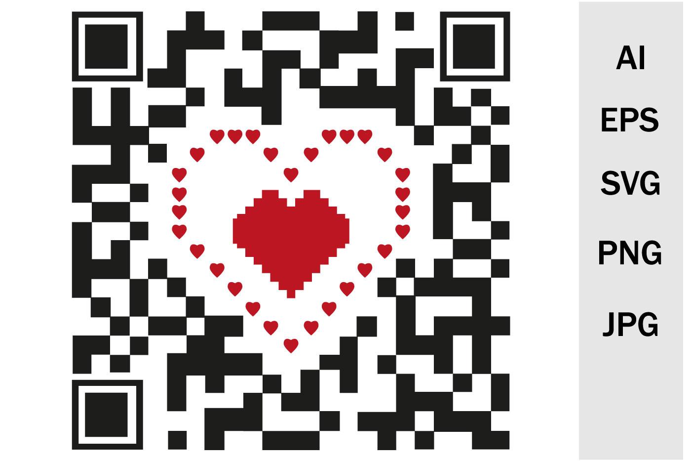 Print Love SVG, QR Code Heart