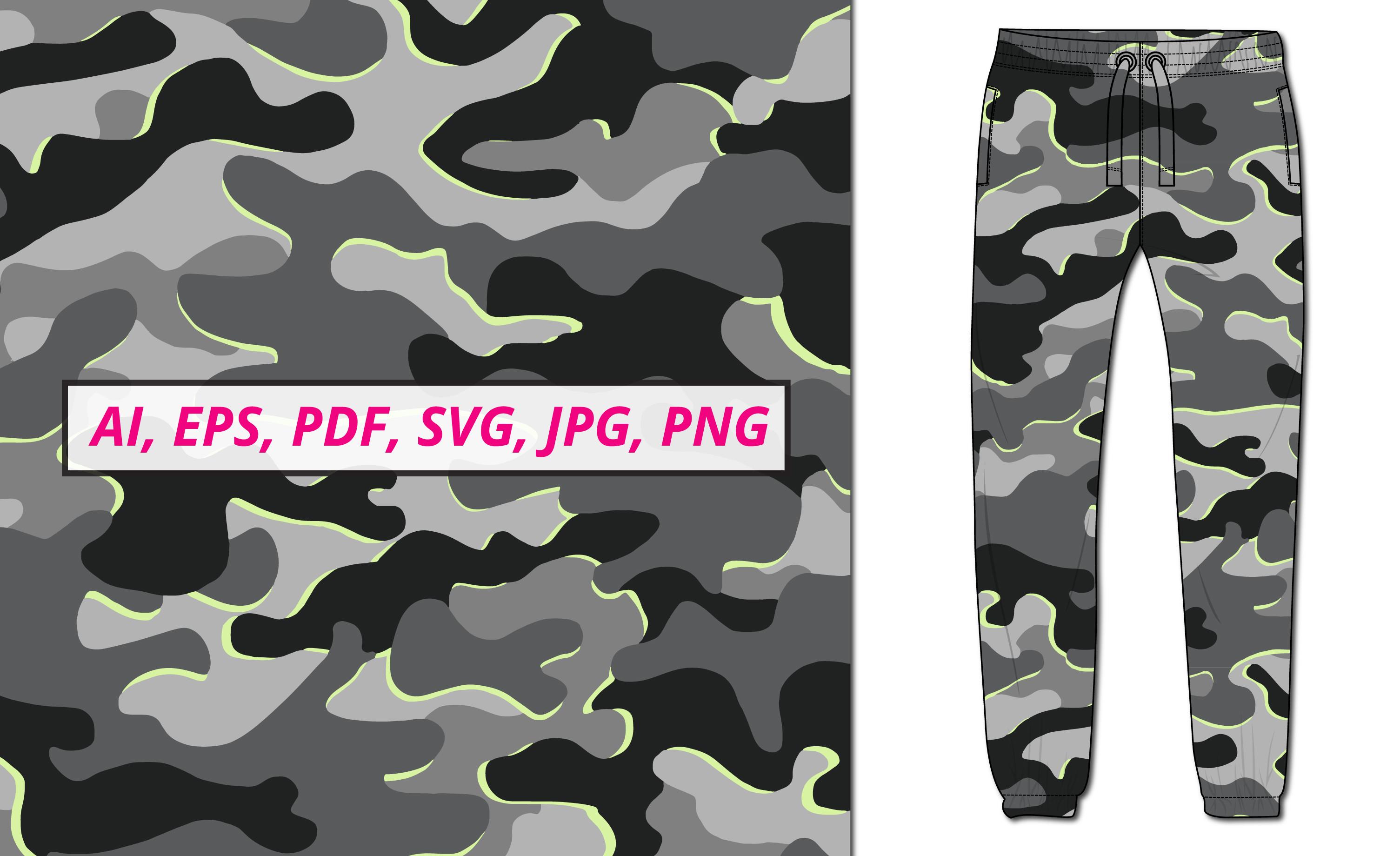 Camouflage Seamless Vector Patterns SVG,